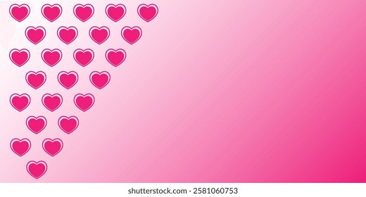 Valentine's day modern abstract geometric gradient background for presentation, banner with pink heart pattern, vector