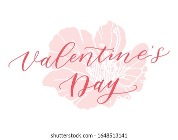 Ilustración vectorial del Día de San Valentín. Feliz día de San Valentín con letras. Frase para tarjeta o afiche. 