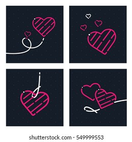 Valentine's Day. Mother's Day, Birthday, Heart Icon, Ornament, Vector. Love symbol isolated on white background