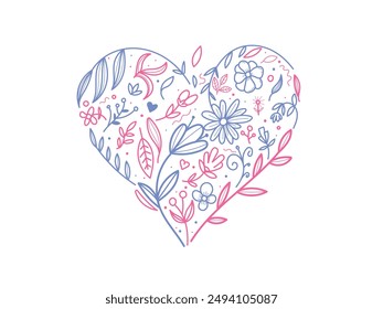 Valentine's Day and Mother's Day. floral heart for greeting or love cards