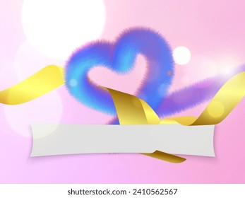 Valentine's Day Mother's Day fluffy Heart with ribbon and place for text. Background