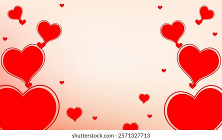 Valentine's Day. mother's day, Heart banner design with copy space. Flat lay composition background abstract with heart pattern . Red Heart shapes for valentines day background, Greeting card, Poster.