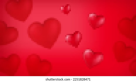 Valentine's day mozaic background with hearts. Red mozaic background with hearts.