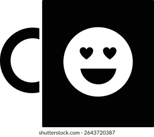 Valentine's Day Mug icon silhouette.
Smiley Emoji Coffee Cup silhouette.
Transparent background.