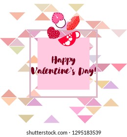 Valentine's Day, mug, lock, lips, heart, vector background