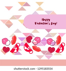 Valentine's Day, mug, lock, lips, heart, vector background