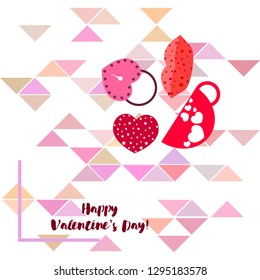 Valentine's Day, mug, lock, lips, heart, vector background