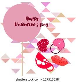 Valentine's Day, mug, lock, lips, heart, vector background