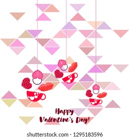 Valentine's Day, mug, lock, lips, heart, vector background