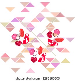Valentine's Day, mug, lock, lips, heart, vector background