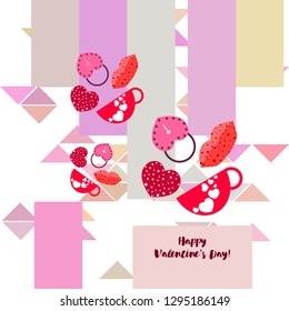 Valentine's Day, mug, lock, lips, heart, vector background