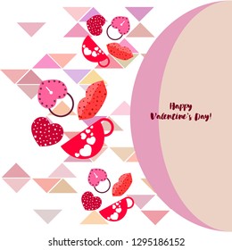 Valentine's Day, mug, lock, lips, heart, vector background
