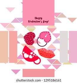 Valentine's Day, mug, lock, lips, heart, vector background