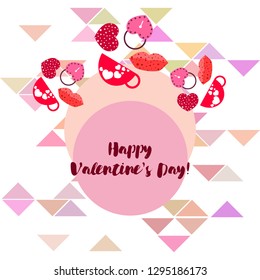 Valentine's Day, mug, lock, lips, heart, vector background