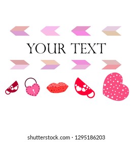 Valentine's Day, mug, lock, lips, heart, vector background