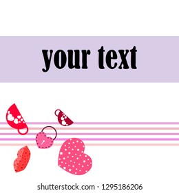 Valentine's Day, mug, lock, lips, heart, vector background