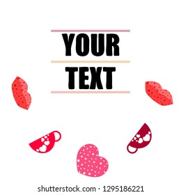 Valentine's Day, mug, lock, lips, heart, vector background