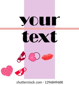 Valentine's Day, mug, lock, lips, heart, vector background