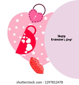 Valentine's Day, mug, lock, lips, heart, vector background