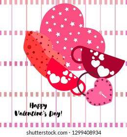 Valentine's Day, mug, lock, lips, heart, vector background