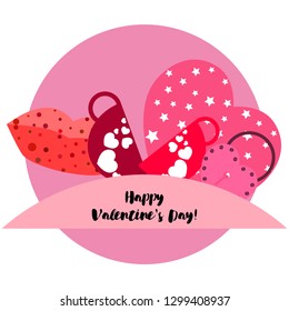 Valentine's Day, mug, lock, lips, heart, vector background