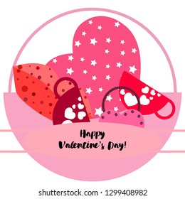 Valentine's Day, mug, lock, lips, heart, vector background