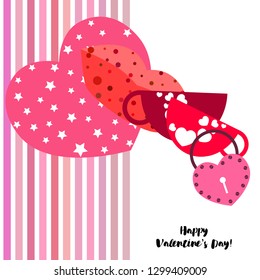 Valentine's Day, mug, lock, lips, heart, vector background