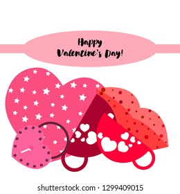 Valentine's Day, mug, lock, lips, heart, vector background