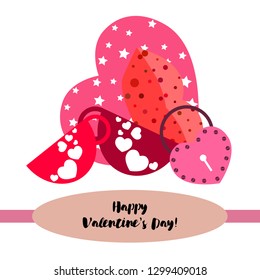 Valentine's Day, mug, lock, lips, heart, vector background