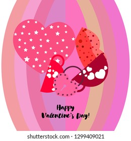 Valentine's Day, mug, lock, lips, heart, vector background