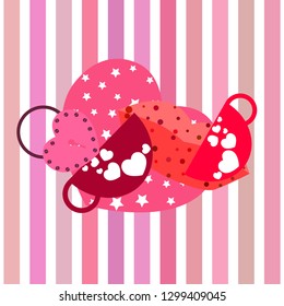 Valentine's Day, mug, lock, lips, heart, vector background