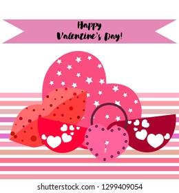 Valentine's Day, mug, lock, lips, heart, vector background