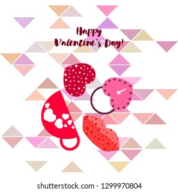 Valentine's Day, mug, lock, lips, heart, vector background