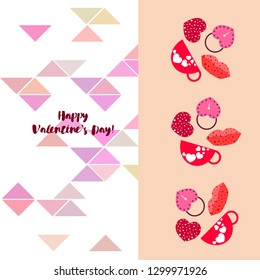 Valentine's Day, mug, lock, lips, heart, vector background