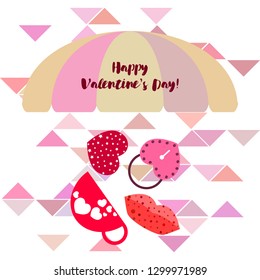 Valentine's Day, mug, lock, lips, heart, vector background