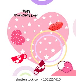 Valentine's Day, mug, lock, lips, heart, vector background