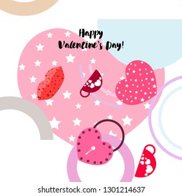 Valentine's Day, mug, lock, lips, heart, vector background