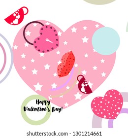 Valentine's Day, mug, lock, lips, heart, vector background