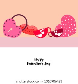 Valentine's Day, mug, lock, lips, heart, vector background
