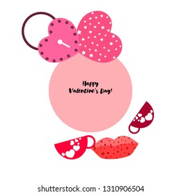 Valentine's Day, mug, lock, lips, heart, vector background