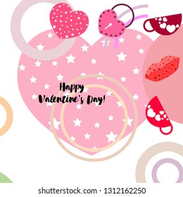 Valentine's Day, mug, lock, lips, heart, vector background