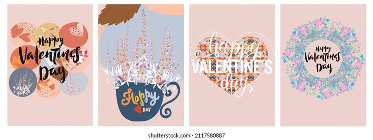 valentine's day multi pattern vector illustration of hand drawn patterns for postcard, banner, poster