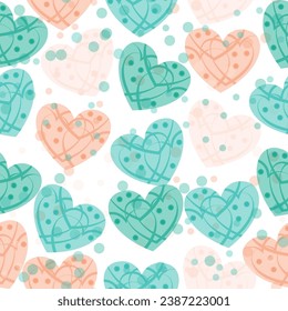 Valentines day, multicolor abstract heart design seamless, digital render  Colorful watercolor romantic texture