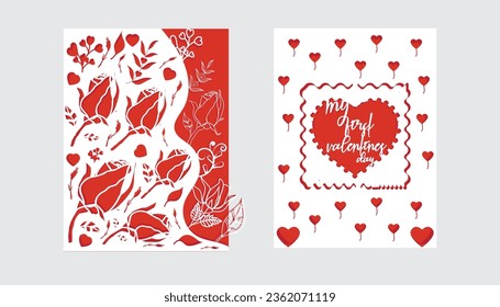 Diseño de tarjetas de regalo del día de San Valentín multicapa del primer día de San Valentín.