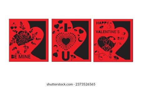 Valentine's day multilayer gift card illustration.