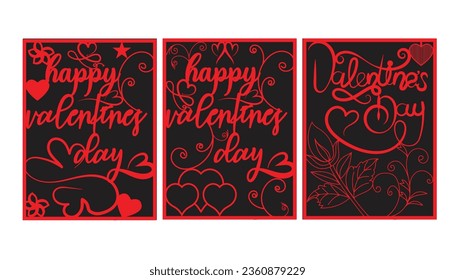 Valentine's day multilayer red and black gift card illustration.