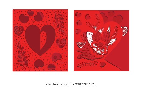 Valentine's day multilayer red gift card bundle design.