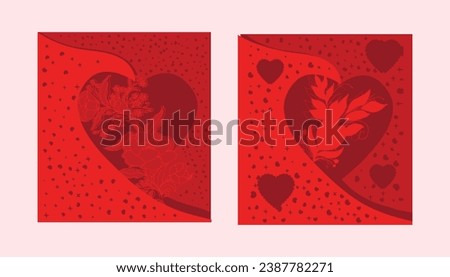 Valentine's day multilayer red gift card bundle design.