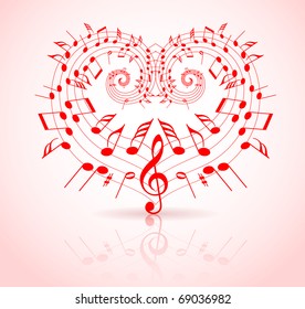 Valentines day music theme - notes thats make a heart