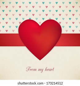 Valentine's Day from my heart retro poster vector card design 